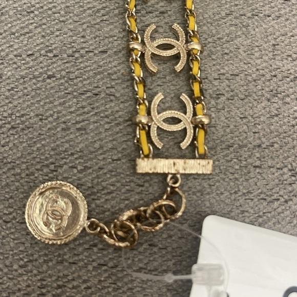 CHANEL - CC Chain Link Gold Tone Leather Bracelet - New w/ Tags - Picture 12 of 16